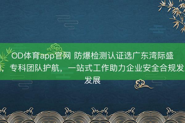OD体育app官网 防爆检测认证选广东湾际盛鼎,专科团队护航,一站式工作助力企业安全合规发展