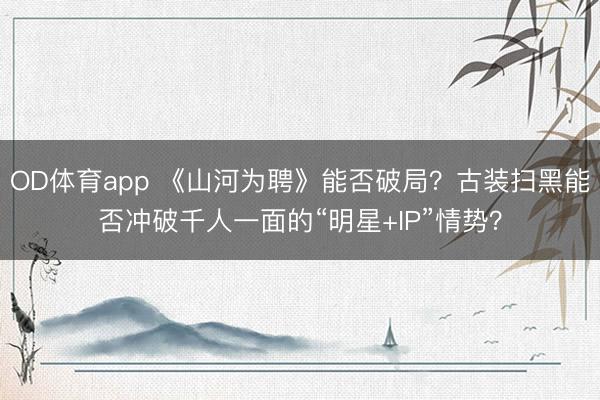 OD体育app 《山河为聘》能否破局？古装扫黑能否冲破千人一面的“明星+IP”情势？